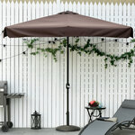 Demi parasol - parasol de balcon 5 entretoises métal dim. 2 3L x 1 3l x 2 49H m polyester haute densité chocolat