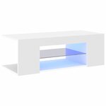 vidaXL Meuble TV avec lumières LED Blanc 90x39x30 cm