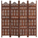 vidaXL Cloison de séparation 4 panneaux Marron 160x165cm Bois manguier