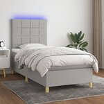 vidaXL Sommier à lattes de lit et matelas et LED Gris clair 90x190cm