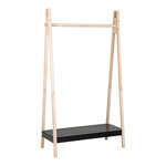 Rampe à vêtements noire en bois naturel