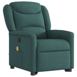 vidaXL Fauteuil inclinable de massage Vert foncé Tissu