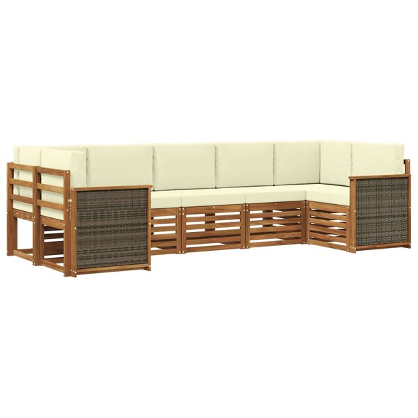 vidaXL Ensemble de canapés d'extérieur 6 pc Naturel et Crème