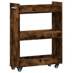 vidaXL Armoire avec roues chêne fumé 60x22x79 cm bois d'ingénierie