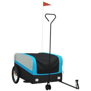 vidaXL Remorque de vélo noir et bleu 45 kg fer