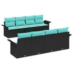 vidaXL Ensemble de canapé de jardin 9 Pièces Noir et turquoise