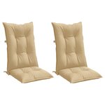 vidaXL Coussins de chaise à dossier haut lot de 2 beige mélangé tissu