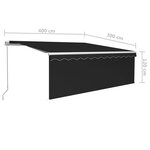 vidaXL Auvent manuel rétractable avec store et LED 4x3 m Anthracite