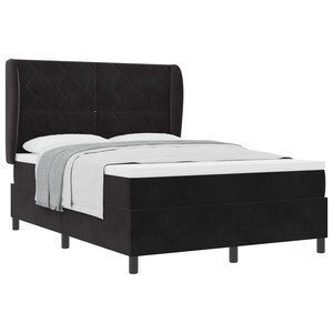 vidaXL Lit à ressorts avec matelas Noir 190 x 140 cm Polyester