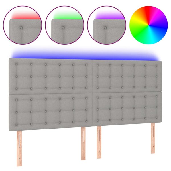 vidaXL Tête de lit à LED Gris clair 180x5x118/128 cm Tissu