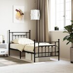 vidaXL Cadre de lit métal sans matelas avec pied de lit noir 90x200 cm