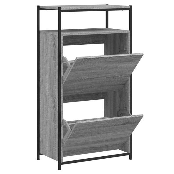 vidaXL Armoire à chaussures Sonoma gris 60x34x112 cm Bois d'ingénierie