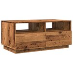 vidaXL Table basse avec lumières LED vieux bois 90x49x40 cm