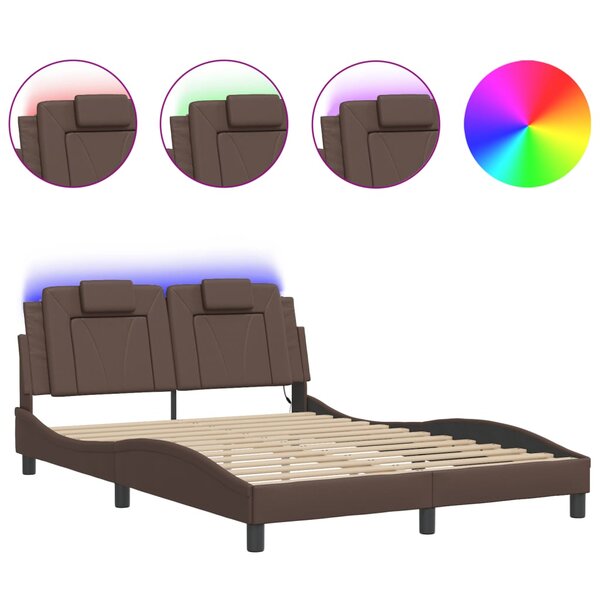 vidaXL Cadre de lit Viana avec LED sans matelas marron 140x190 cm