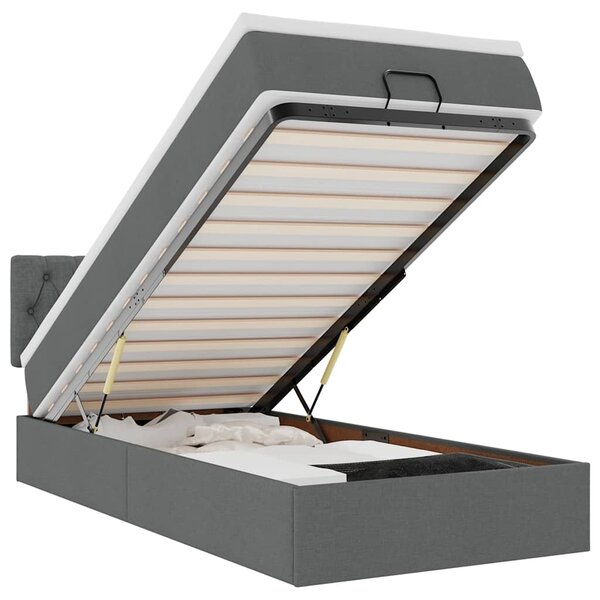 vidaXL Lit ottoman avec matelas et LED Gris foncé 80x200cm tissu
