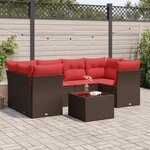 vidaXL Salon de jardin avec coussins 7 Pièces marron résine tressée