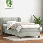 vidaXL Sommier à lattes de lit et matelas gris clair 90x210 cm velours