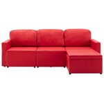 vidaXL Canapé-lit modulaire 3 places Rouge Similicuir