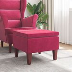 vidaXL Tabouret avec pieds en bois Rouge bordeaux Velours