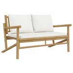vidaXL Salon de jardin 4 Pièces avec coussins blanc crème bambou