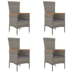 vidaXL Chaises de jardin avec coussins lot de 4 Résine tressée Gris