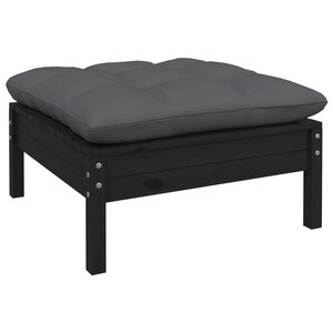 vidaXL Repose-pied de jardin avec coussin anthracite Bois de pin Noir