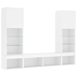 vidaXL Unités murales TV avec LED 5 Pièces blanc bois d'ingénierie