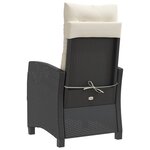vidaXL Chaises inclinables de jardin lot de 2 et coussins noir rotin