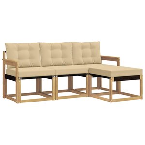 vidaXL Ensemble de canapés d'extérieur 4 Pièces Blanc et Beige