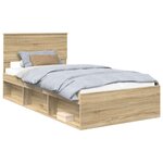 vidaXL Cadre de lit avec tête de lit Sonoma 100 x 200 cm Pin massif
