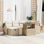vidaXL Ensemble de canapé de jardin 7 Pièces Beige Poly rotin