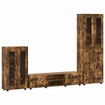 vidaXL Ensemble meuble TV FLORIN Chêne fumé Bois d'ingénierie