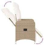 vidaXL Chaises inclinables de jardin lot de 2 et coussins beige rotin