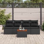 vidaXL Ensemble de canapé de jardin 5 Pièces Noir Poly rotin
