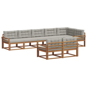 vidaXL Ensemble de canapés d'extérieur 8 Pièces Gris Naturel et Clair