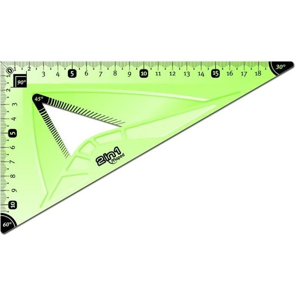 MAPED - Equerre 2 en 1 60/45°, grand côté 21 cm - INCASSABLE, coloris unique VERT- E-COMMERCE