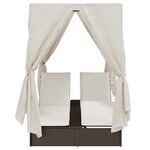 vidaXL Transat double avec toit Marron 205 x 129 x 200 cm Rattan PE