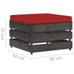 Vidaxl pouf sectionnel avec coussin bois imprégné de gris