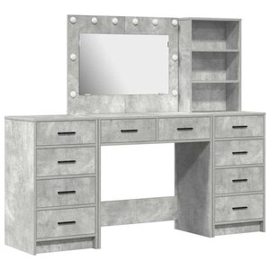 vidaXL Table de Toilette 3 Pièces Gris béton Bois d'ingénierie