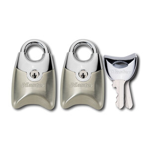 Pack de 2 Cadenas Fusion à Clé et Anse Protégée  Gris  4 4 x 2 x 1 4