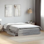 vidaXL Cadre de lit avec tiroirs sans matelas sonoma gris 120x190 cm