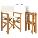 vidaXL Chaise de metteur en scène pliante crème bois teck massif