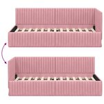 vidaXL Cadre de lit d'angle avec tête de lit Rose 90 x 190 cm Velours