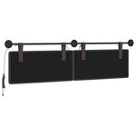 vidaXL Tête de lit suspendue Avec lumière LED Marron foncé Tissu