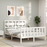 vidaXL Cadre de lit avec tête de lit blanc 120x200 cm bois massif