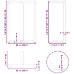 vidaXL Pieds de table de bar en T 2 pièces noir 60 x 35 x (90-91) cm acier