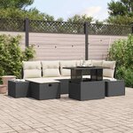 vidaXL Ensemble de canapé de jardin 7 Pièces Noir polyrotin