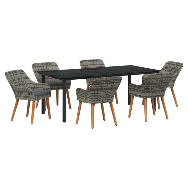 vidaXL Ensemble de salle à manger pour jardin 7 pc Gris polyrotin