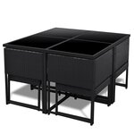 vidaXL Mobilier à dîner de jardin 9Pièces et coussins résine tressée noir
