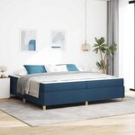 vidaXL Lit à ressorts Bleu et Bleu Foncé et Blanc 200 x 200 cm tissu